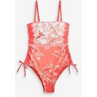 B By Ted Baker B By Placement Print Bandeau Swimsuit - Coral