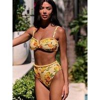 B By Ted Baker Fruit Print High Waist Bikini Bottoms - Yellow