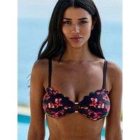 B By Ted Baker B By Floral Print Bandeau Bikini Top - Navy