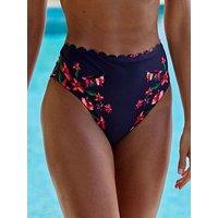 B By Ted Baker B By Floral High-Waist Bikini Brief - Blue