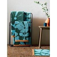 Orla Kiely Wildflower 100% Cotton Blue Lagoon Towel Collection