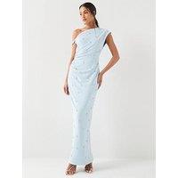 Six Stories Asymmetric Beaded Maxi Dress - Blue