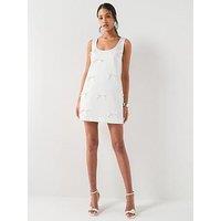 Six Stories Scoop Neck Bow Detail Mini Dress - White