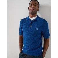 Double A By Wood Wood Knitted Polo Shirt - Bright Blue
