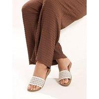 Yours Curve Extra Wide Fit Laser Cut Out Mule - White