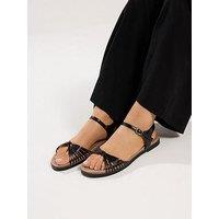 Yours Curve Extra Wide Fit Knotted Flat Sandals - Black