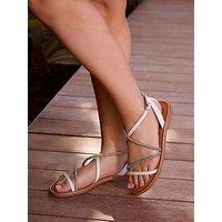 Yours Curve Diamante Asymmetric Strap Sandals In Extra Wide Fit - White