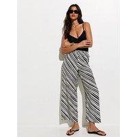 New Look Striped Wide Leg Beach Trousers - Black