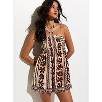 New Look Cactus Print Beach Mini Dress - Brown