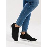 Yours Curve Wide Fit Slip On Knitted Trainer - Black