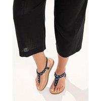Yours Curve Extra Wide Fit Ditsy Flower Detail Sandals - Blue