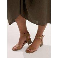 Yours Curve Extra Wide Fit Casual Mid Block Heels - Brown