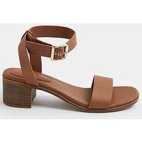 Yours Curve Wide Fit Casual Mid Block Heels - Brown