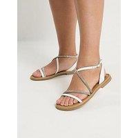 Yours Curve Tubular Glitz Sandal In Wide Fit - White