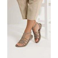 Yours Curve Gladiator Leather Sandals In Wide Fit - Cream