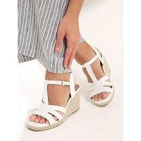 Yours Curve Extra Wide Fit T-Bar Wedges - White