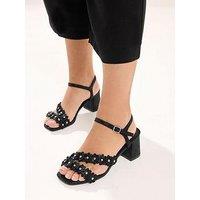Yours Curve Extra Wide Fit Ditsy Floral Block Heels - Black