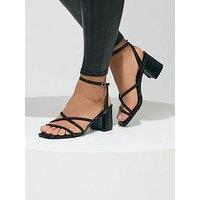 Yours Curve Extra Wide Fit Asymmetric Glitz Block Heel - Black