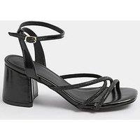 Yours Curve Extra Wide Fit Asymmetric Glitz Block Heel - Black