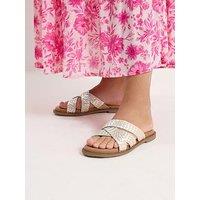 Yours Curve Woven Cross Over Sandals In Extra Wide Fit - Gold