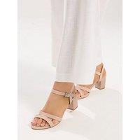 Yours Curve Extra Wide Fit 2 Part Block Heeled Sandals - Nude