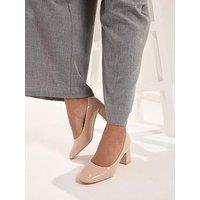 Yours Curve Extra Wide Fit Block Heel Court Shoes - Cream