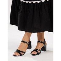 Yours Curve Extra Wide Fit 2 Part Mid Block Sandals - Black
