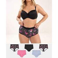Yours Curve 5 Pack Butterfly Full Briefs - Black