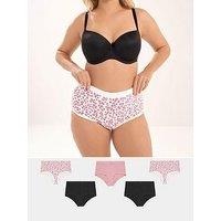 Yours Curve 5 Pack Flower Full Briefs - Pink