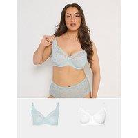 Yours Curve 2 Pack Swirl Lace Underwire Bras - Green