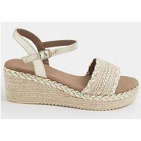 Yours Curve Extra Wide Fit Mixed Material Wedge Sandals