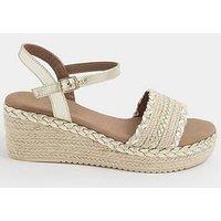 Yours Curve Wide Fit Mixed Material Wedge Sandals