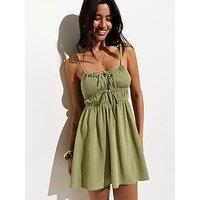 New Look Tie Front Beach Mini Dress - Green