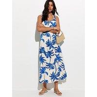New Look Palm Tree Print Beach Maxi Dress - Blue