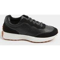 Yours Curve Extra Wide Fit Lace Up Runner Trainer - Black