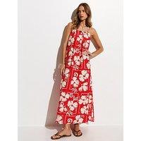 New Look Floral Print Bead Detail Beach Maxi Dress - Red