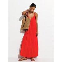 New Look Knot Strap Beach Maxi Dress - Bright Red