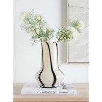 The Very Collection Striped Glass Vase - Cream/Black