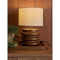 The Very Collection Small Wooden Stacked Table Lamp - Dark Wood