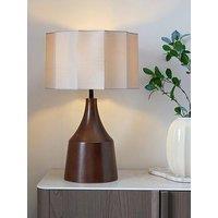 Michelle Keegan Home Wooden Table Lamp With Sculpt Shade - Rubber Wood
