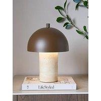 Michelle Keegan Home Rechargeable Travertine Table Lamp With Brown Metal Spun Shade