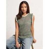 Pixiegirl Petite Frill Shoulder Tank Top - Cream