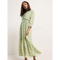 Pixiegirl Petite Ditsy Frill Trim Midaxi Dress - Green