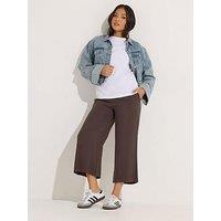 Pixiegirl Petite Acid Wash Wide Leg Crop Trousers - Brown