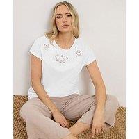 Long Tall Sally Front Embroidered T-Shirt - White