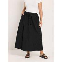 Yours Curve Linen Maxi Skirt - Black