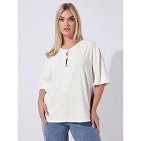 Yours Curve Floral Boxy T-Shirt - White