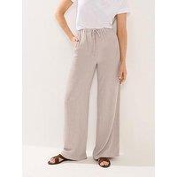 Long Tall Sally Wide Leg Linen Trousers 34" - Cream