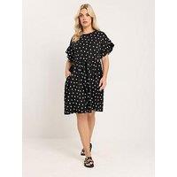 Yours Curve Frill Sleeve Tunic Dress - Black