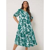 Yours Curve Puff Sleeve Tiered Midaxi Dress